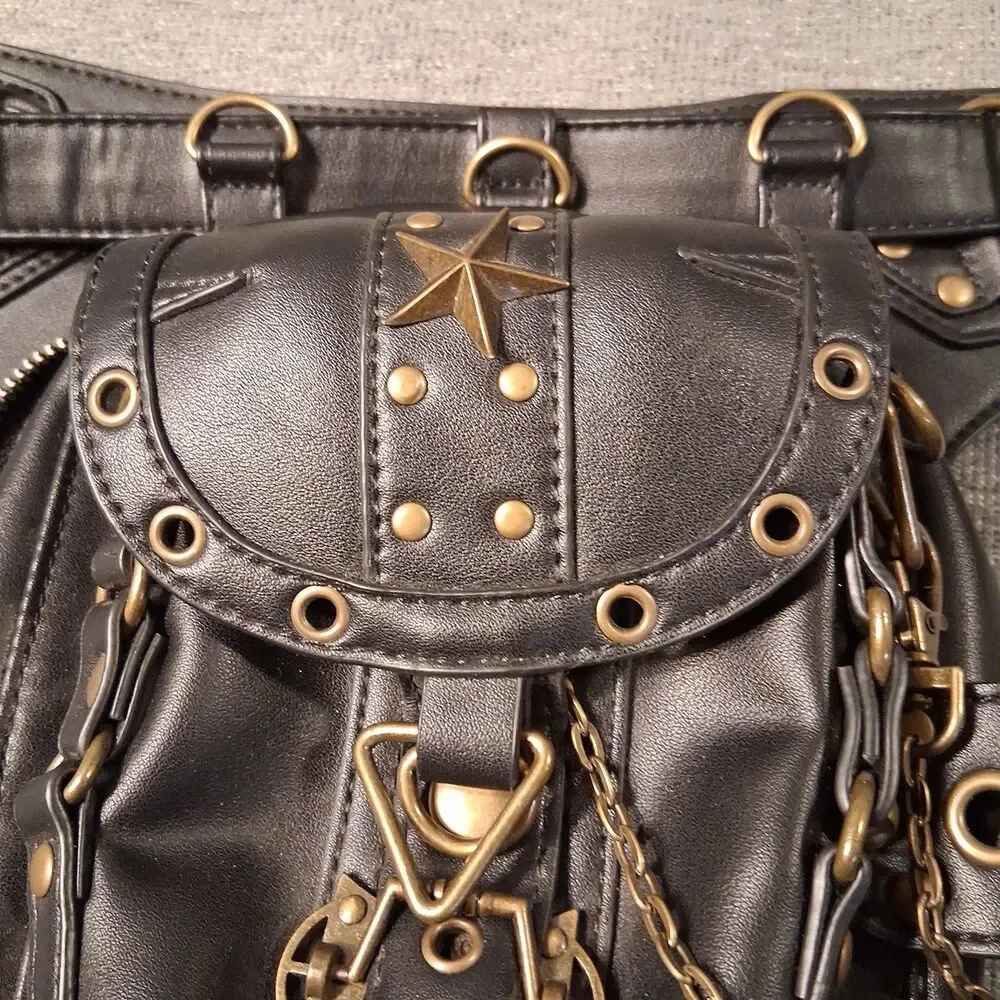 Steampunk Waist Bag Faux-leather Motorcycle Shoulder Bag Satchels Leg Hip Pack